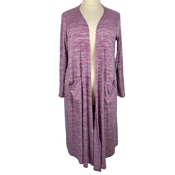 LuLaRoe Sweaters - Lularoe Sarah Cardigan Duster Women XL Pink Purple Ribbed Waffle Knit Comfort